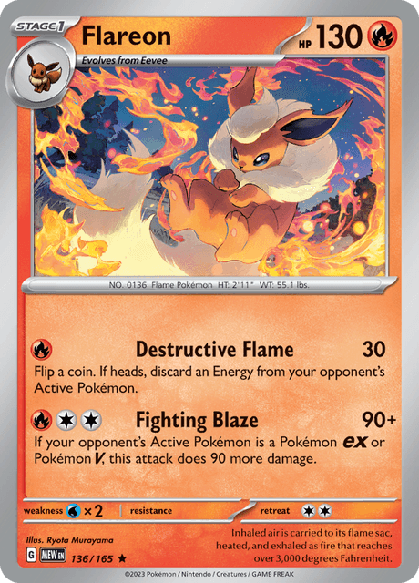 Flareon - Reverse Holo - 151 #136