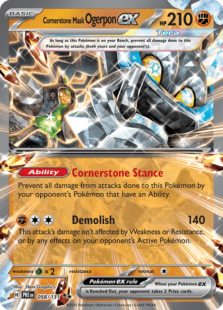 Cornerstone Mask Ogerpon EX - Holo - Prismatic Evolutions #058
